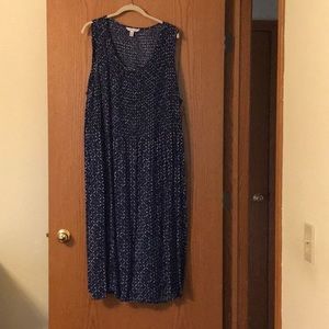 Blue patterned smocked top dress